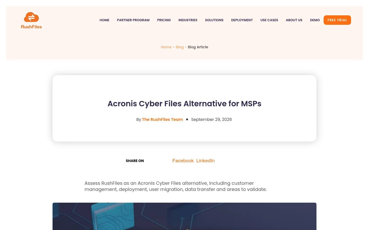 RushFiles article on Acronis Cyber Files alternatives for MSPs