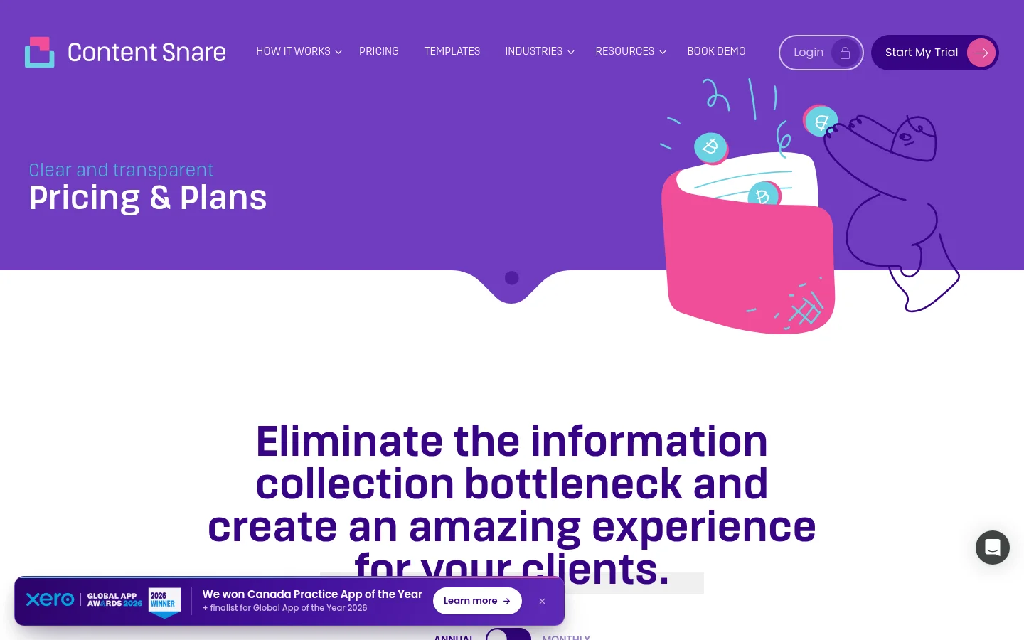 Content Snare pricing page