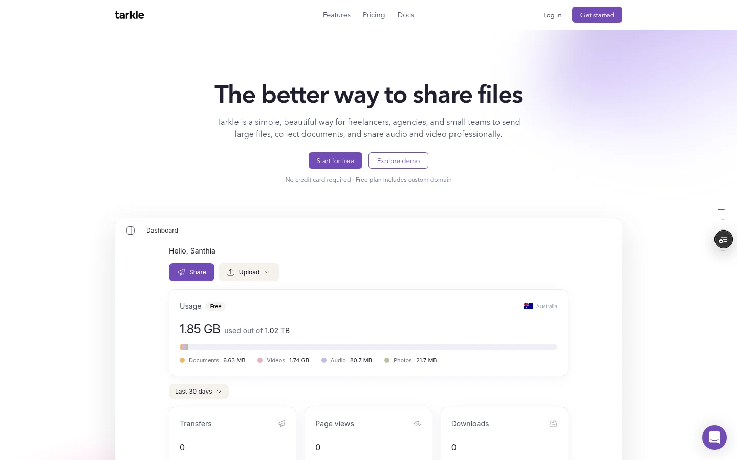Tarkle home page